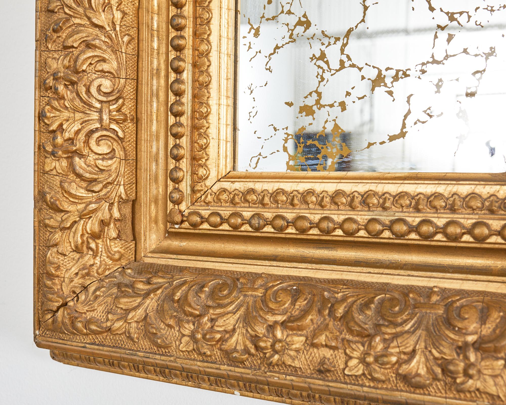 19th Century Italian Baroque Style Carved Giltwood Wall Mirror For Sale 2