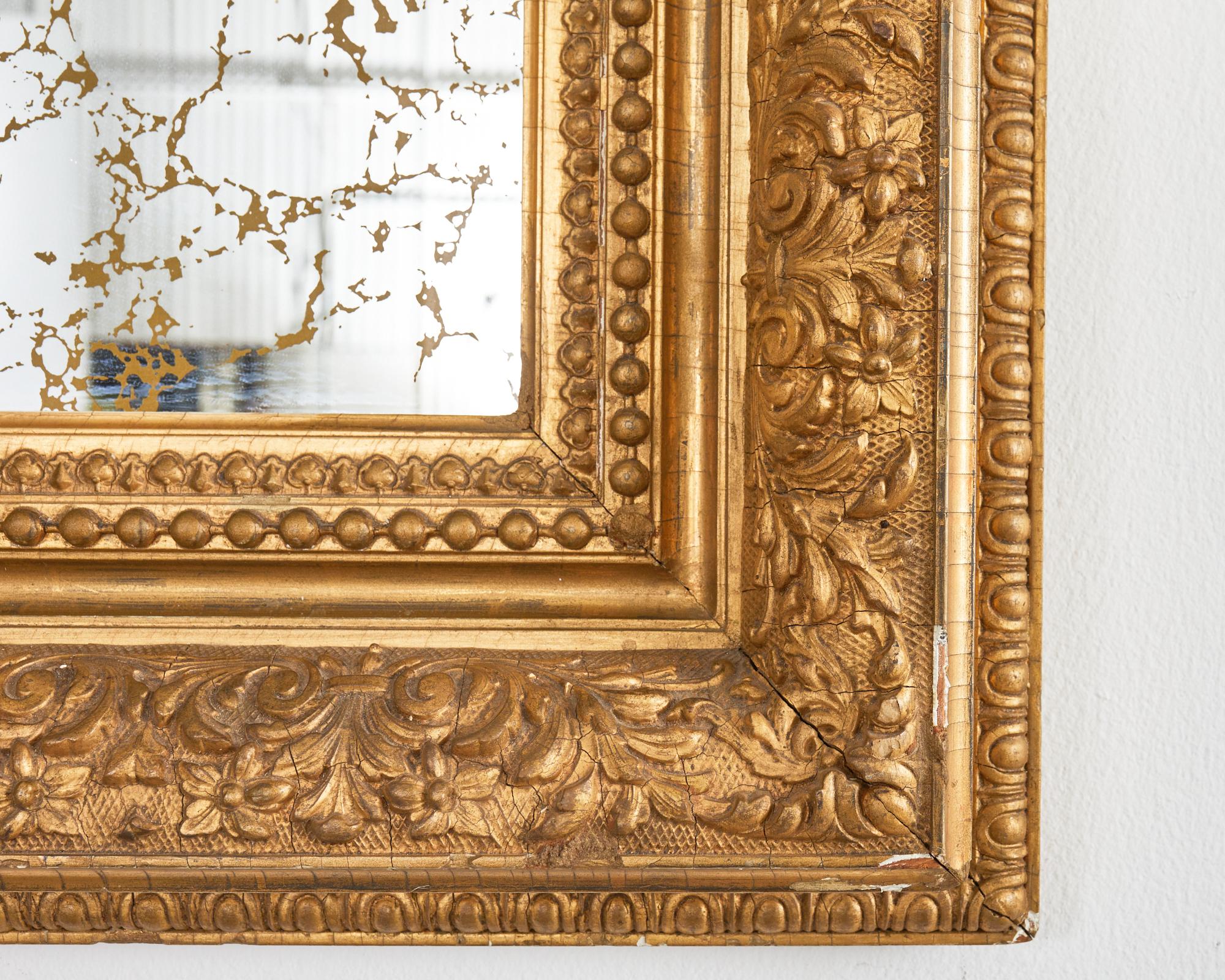 19th Century Italian Baroque Style Carved Giltwood Wall Mirror For Sale 3