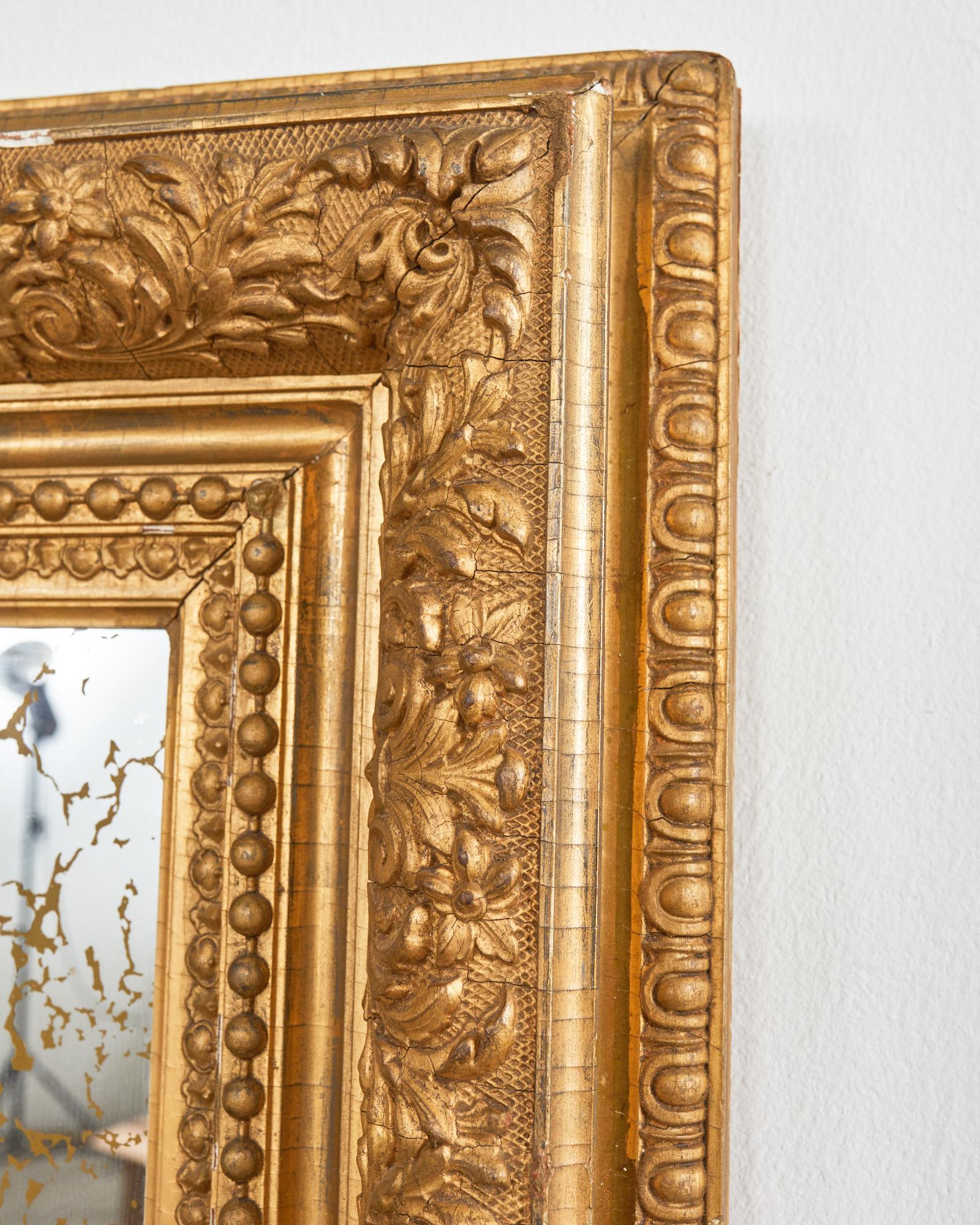19th Century Italian Baroque Style Carved Giltwood Wall Mirror For Sale 4
