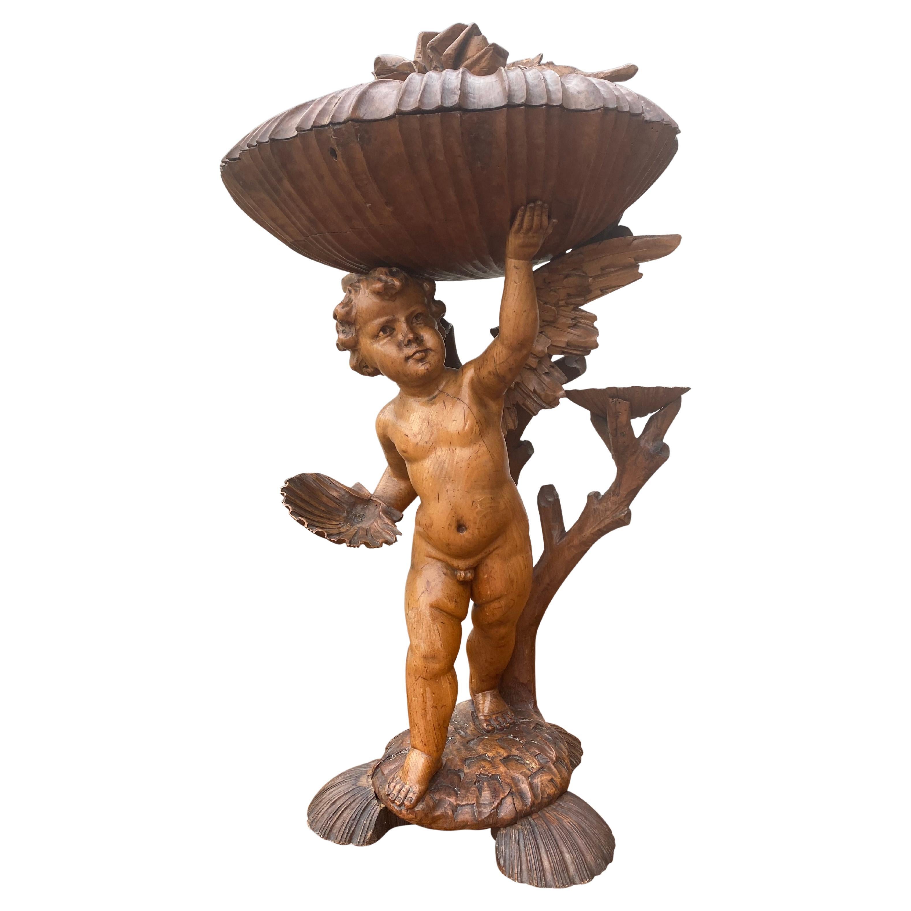 19th Century Italian Baroque Style Carved Putti Statue