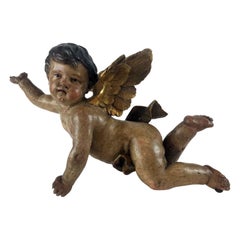 19th Century Italian Baroque Style Cherub Figure of Announcing Angel