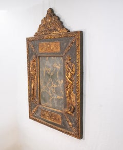 19th Century Italian Baroque Style Giltwood and Gesso Mirror with Verre Églomisé