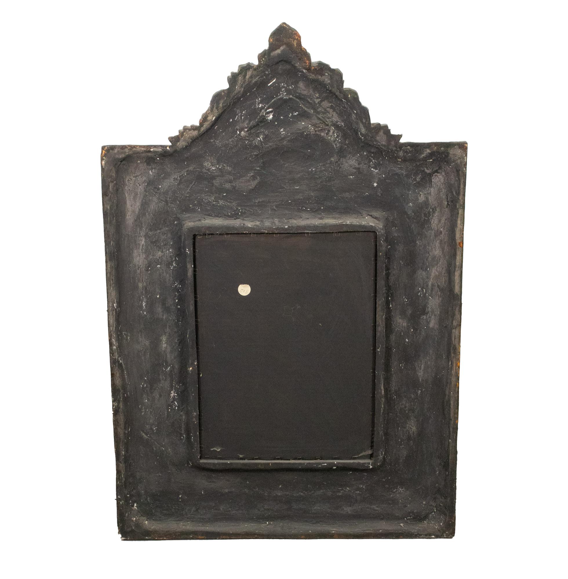 Miroir de style baroque italien du 19e siècle en bois doré et gesso avec verre églomisé Bon état - En vente à Chicago, IL
