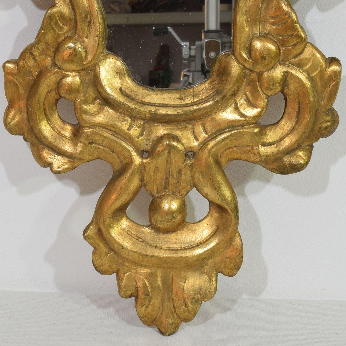 XIXe siècle Miroir en bois doré de style baroque italien du 19e siècle en vente