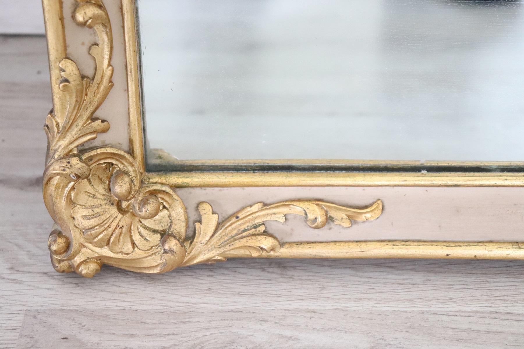 19th Century Italian Baroque Style Lacquered and Gilded Wall Mirror In Excellent Condition In Casale Monferrato, IT