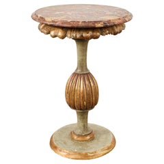 Table à boissons de style baroque italien du 19e siècle avec plateau en marbre
