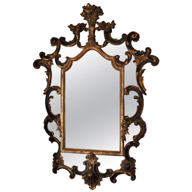 19th Century Italian Baroque Style Parcel-Gilt Mirror