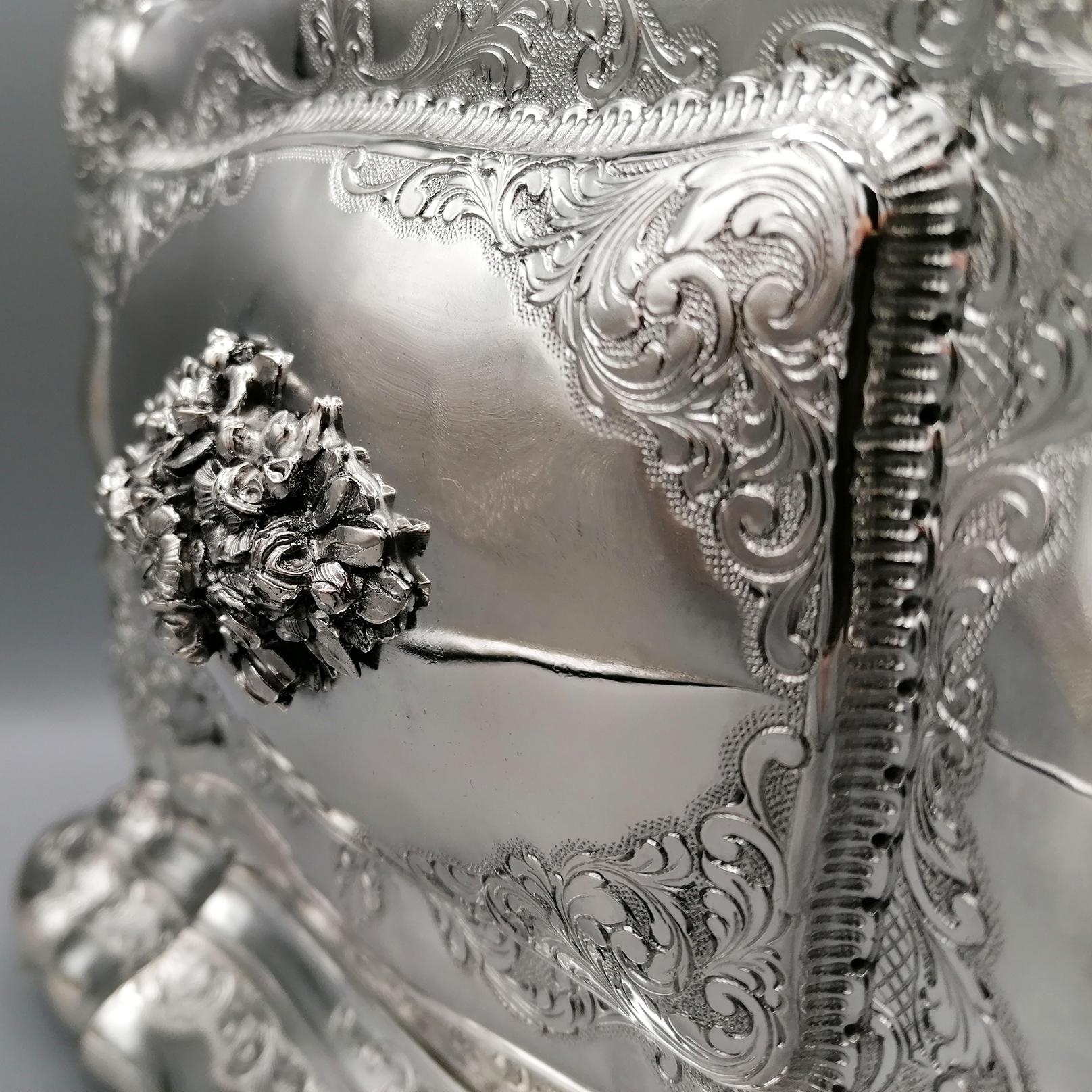 Boîte à bijoux en argent massif Hand Made du 19e siècle de style baroque italien en vente 7