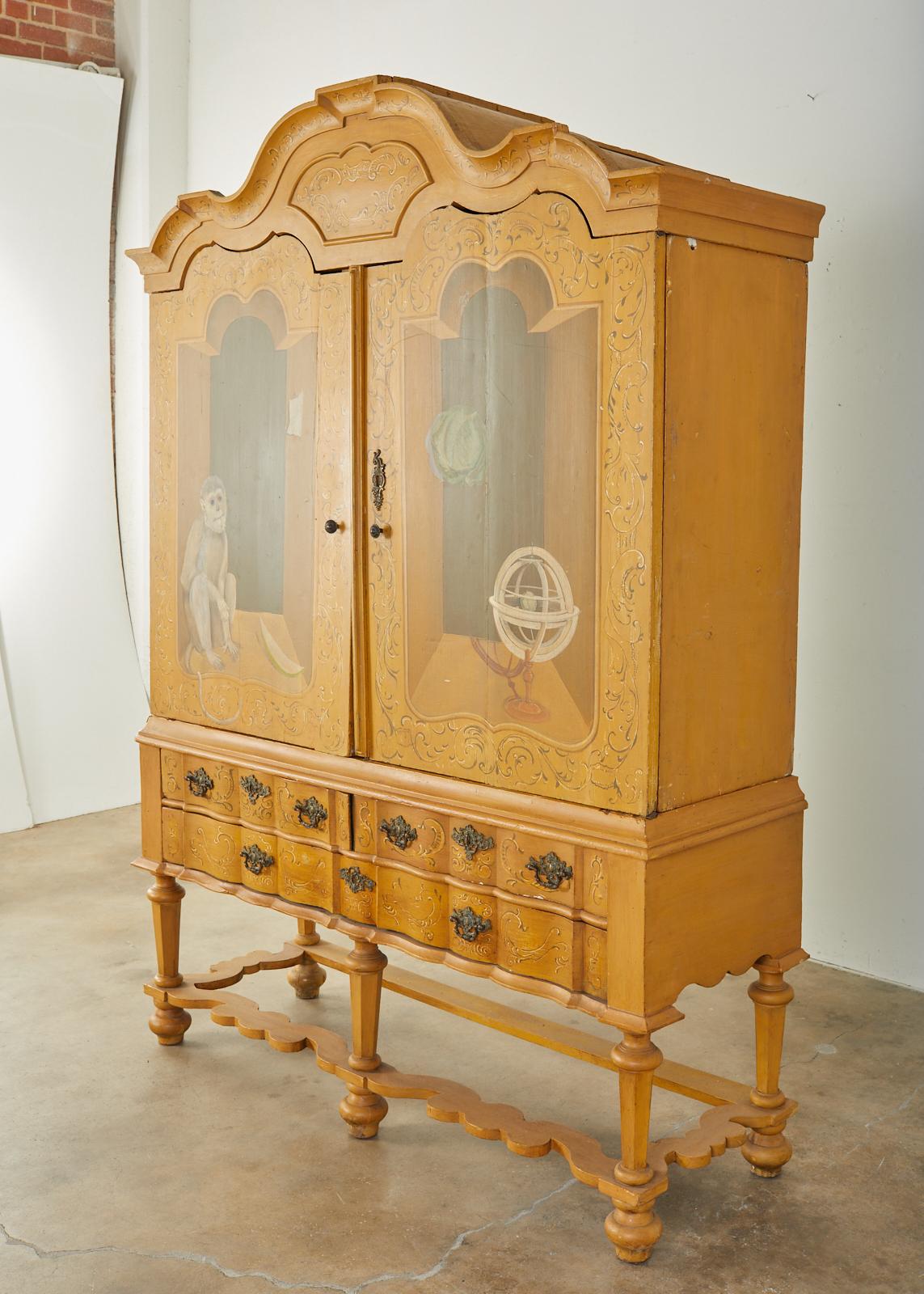 19th Century Italian Baroque Style Trompe L'oeil Cabinet For Sale 9