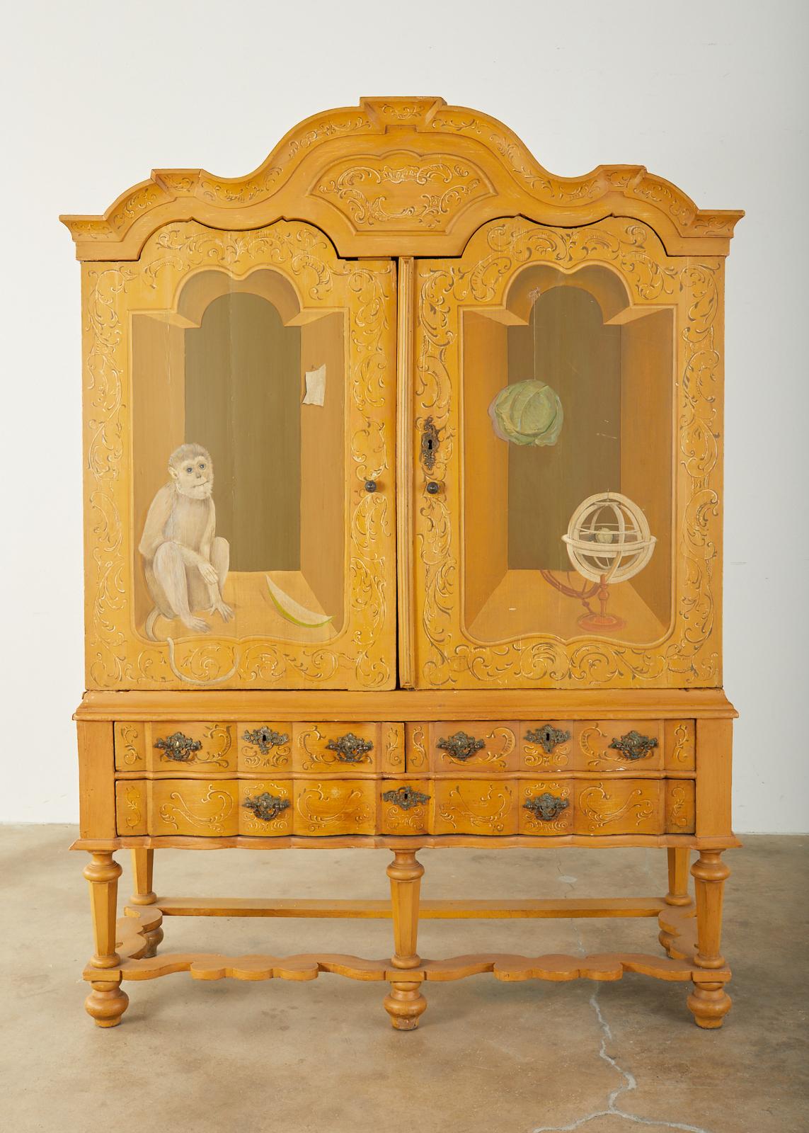 Painted 19th Century Italian Baroque Style Trompe L'oeil Cabinet For Sale
