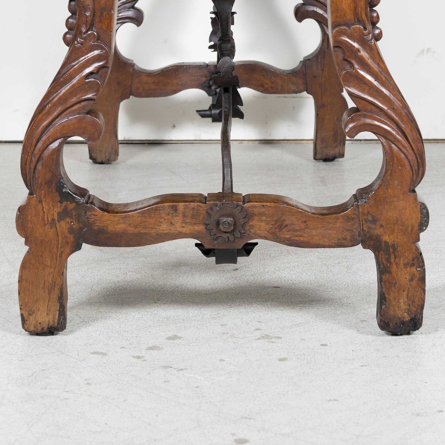 19th Century Italian Baroque Style Walnut Fratino Console Table with Drawers 13