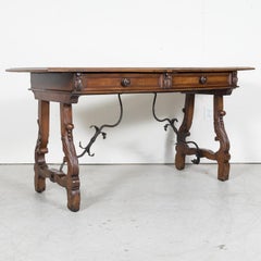19th Century Italian Baroque Style Walnut Fratino Console Table with Drawers