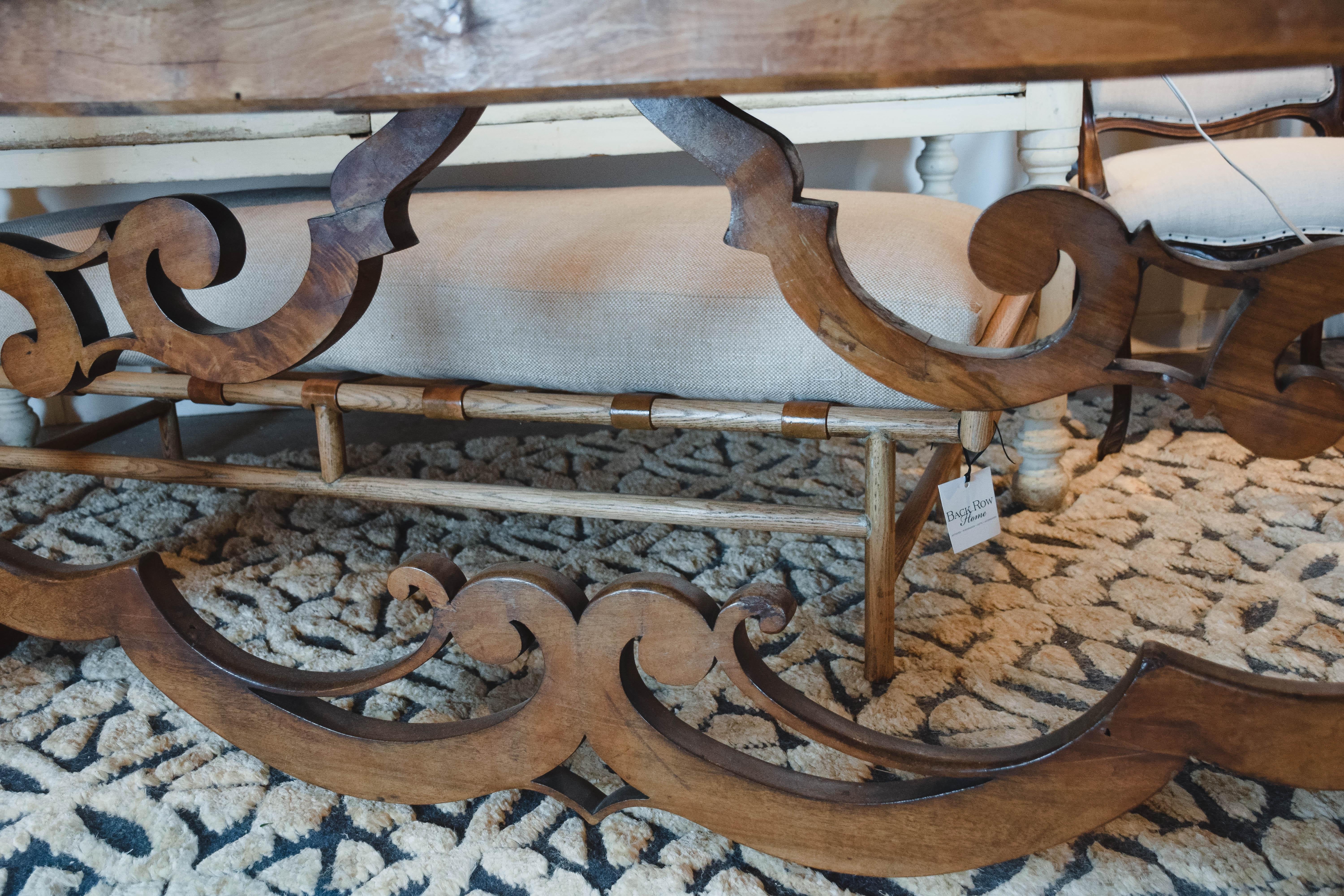 19th Century Italian Baroque Style Walnut Trestle Table 1