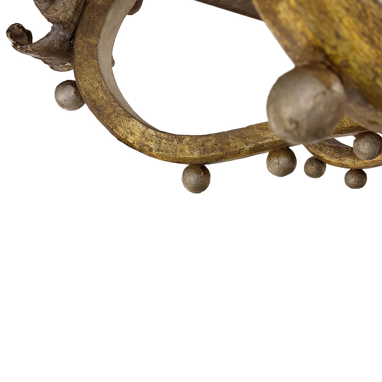 19th Century Italian Basswood Chandelier Pendant - Large Antique Light Fixture For Sale 6