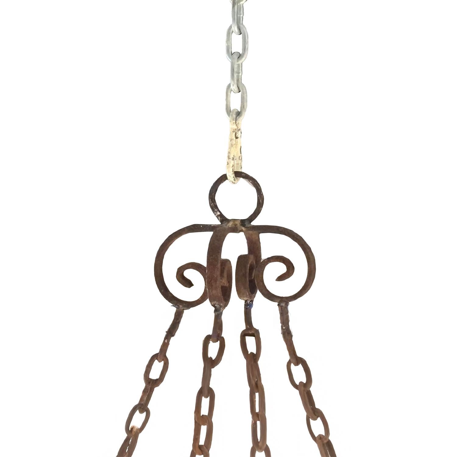 19th Century Italian Basswood Chandelier Pendant - Large Antique Light Fixture For Sale 7