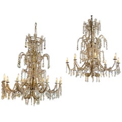 Lustres italiens du 19e siècle à 8 Lights en perles et cristal