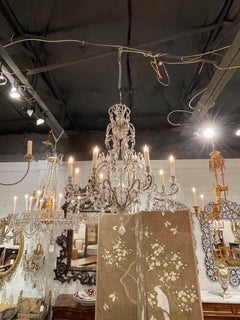 Lustre italien du 19ème siècle en cristal perlé à 8 lumières