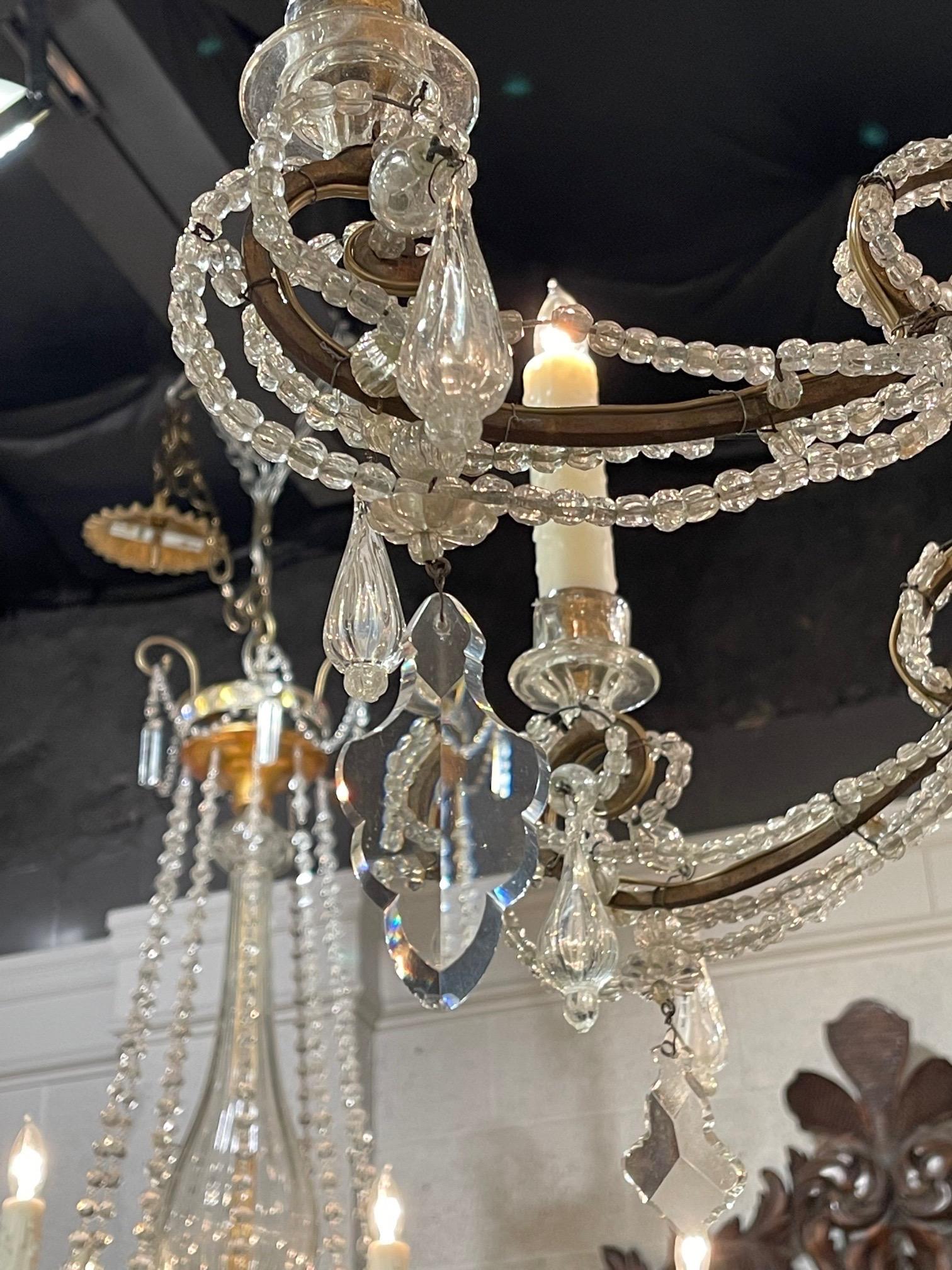 19th Century Italian Beaded Crystal Chandelier with 8 Lights For Sale 3