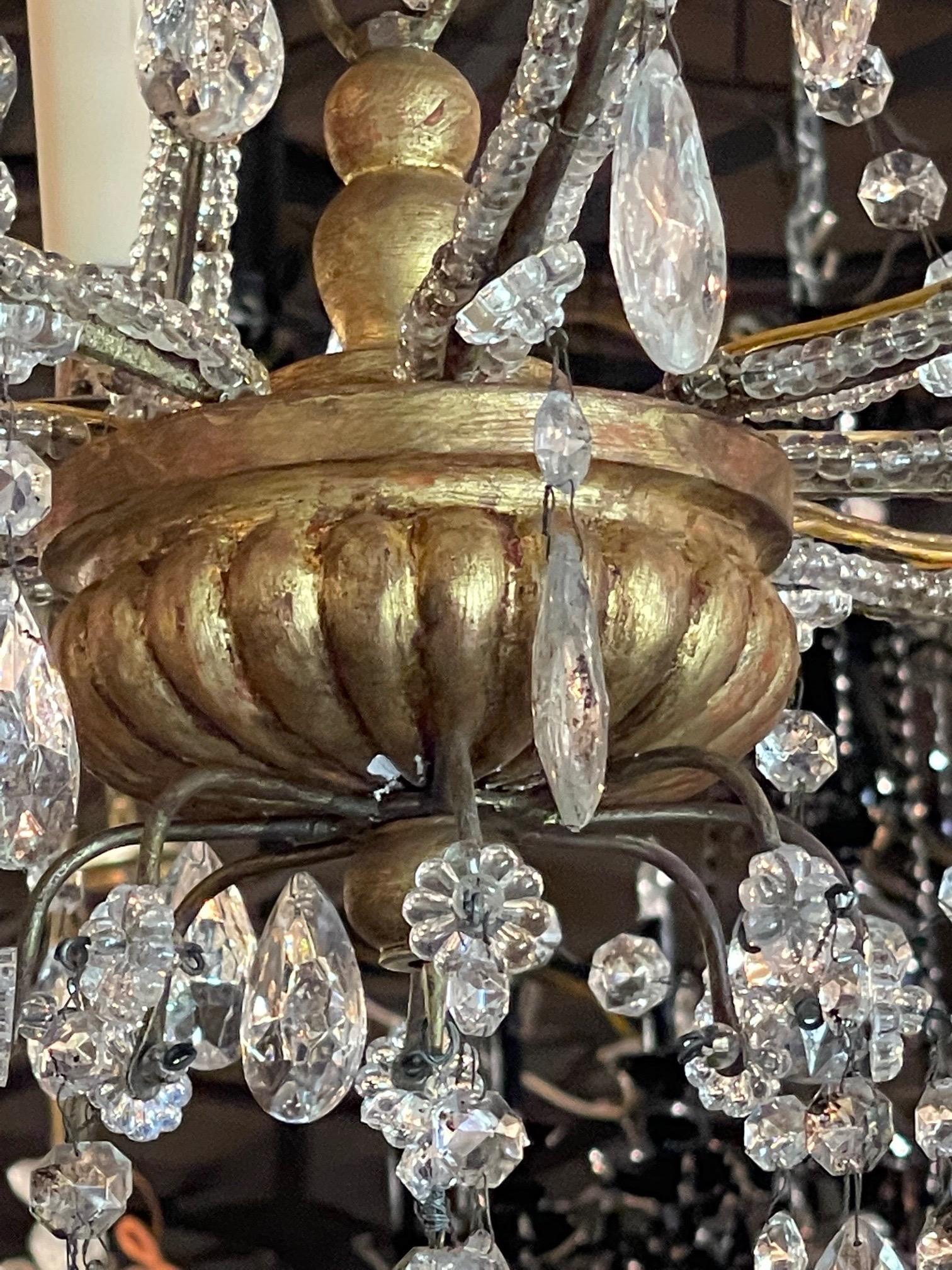 19th Century Italian Beaded Crystal Pagoda Form Chandelier For Sale 2