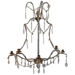 Antique 19th Century Italian Beaded Sconces from Florence with Wooden Gilt and Iron