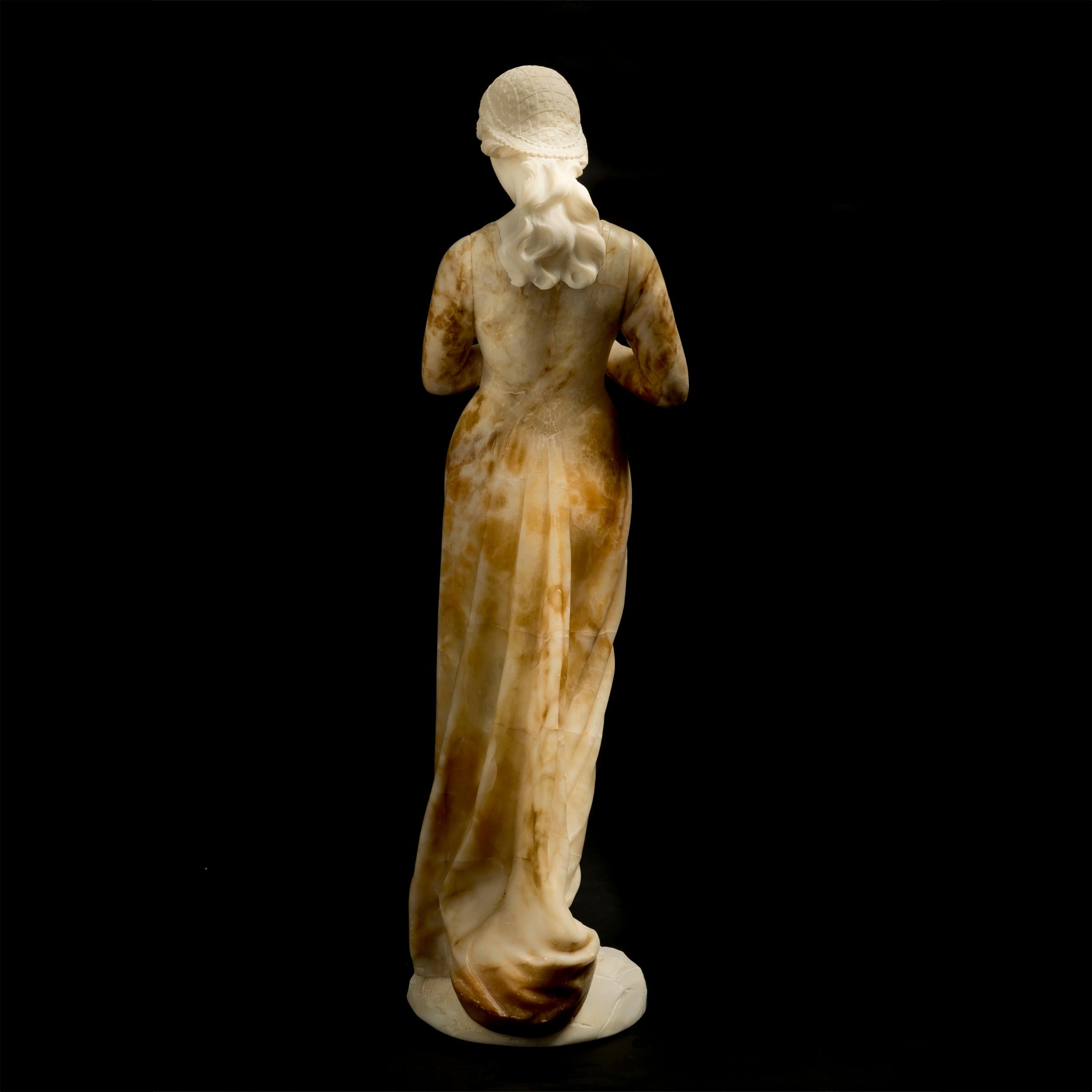 19th Century Italian Belle Époque Alabaster Sculpture by Emilio Fiaschi For Sale 1