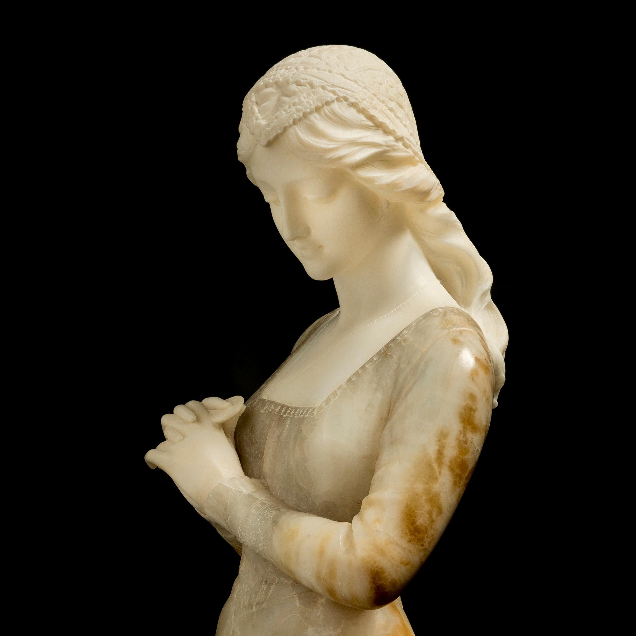 19th Century Italian Belle Époque Alabaster Sculpture by Emilio Fiaschi For Sale 2