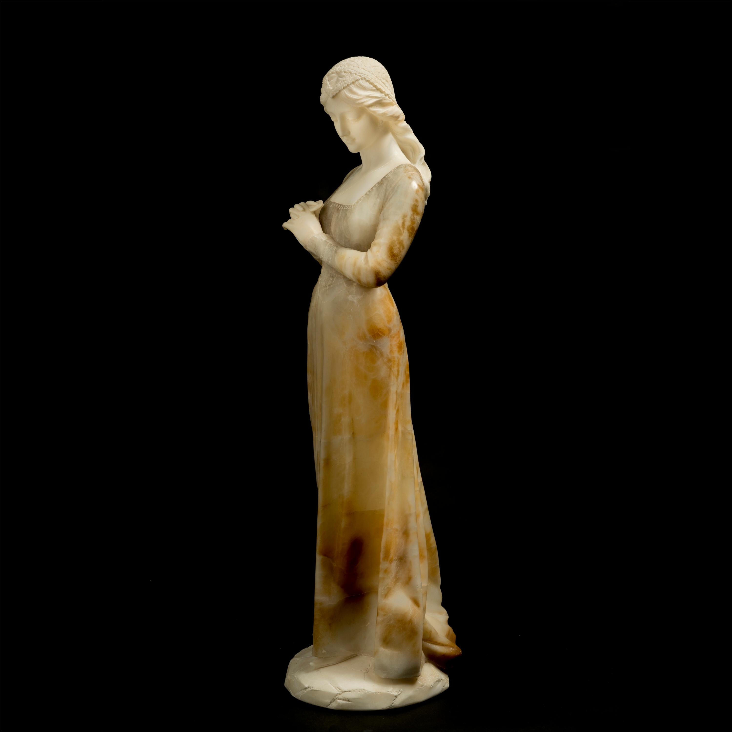 19th Century Italian Belle Époque Alabaster Sculpture by Emilio Fiaschi For Sale 3