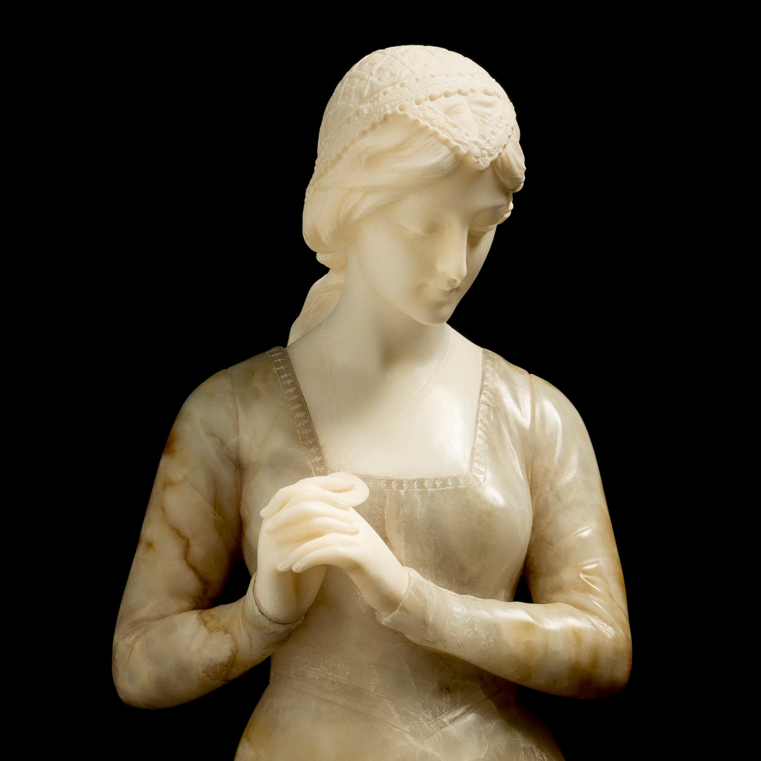 19th Century Italian Belle Époque Alabaster Sculpture by Emilio Fiaschi For Sale 4