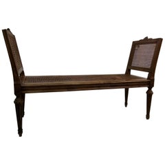 Antique 19th Century Italian Bench in Walnut Cannettè