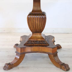 19th Century Italian Biedermeier Antique Card or Tea Table in Walnut, Extendable