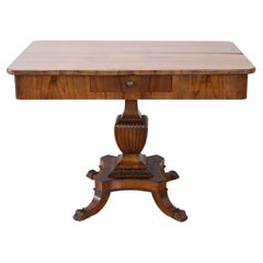 19th Century Italian Biedermeier Antique Card or Tea Table in Walnut, Extendable