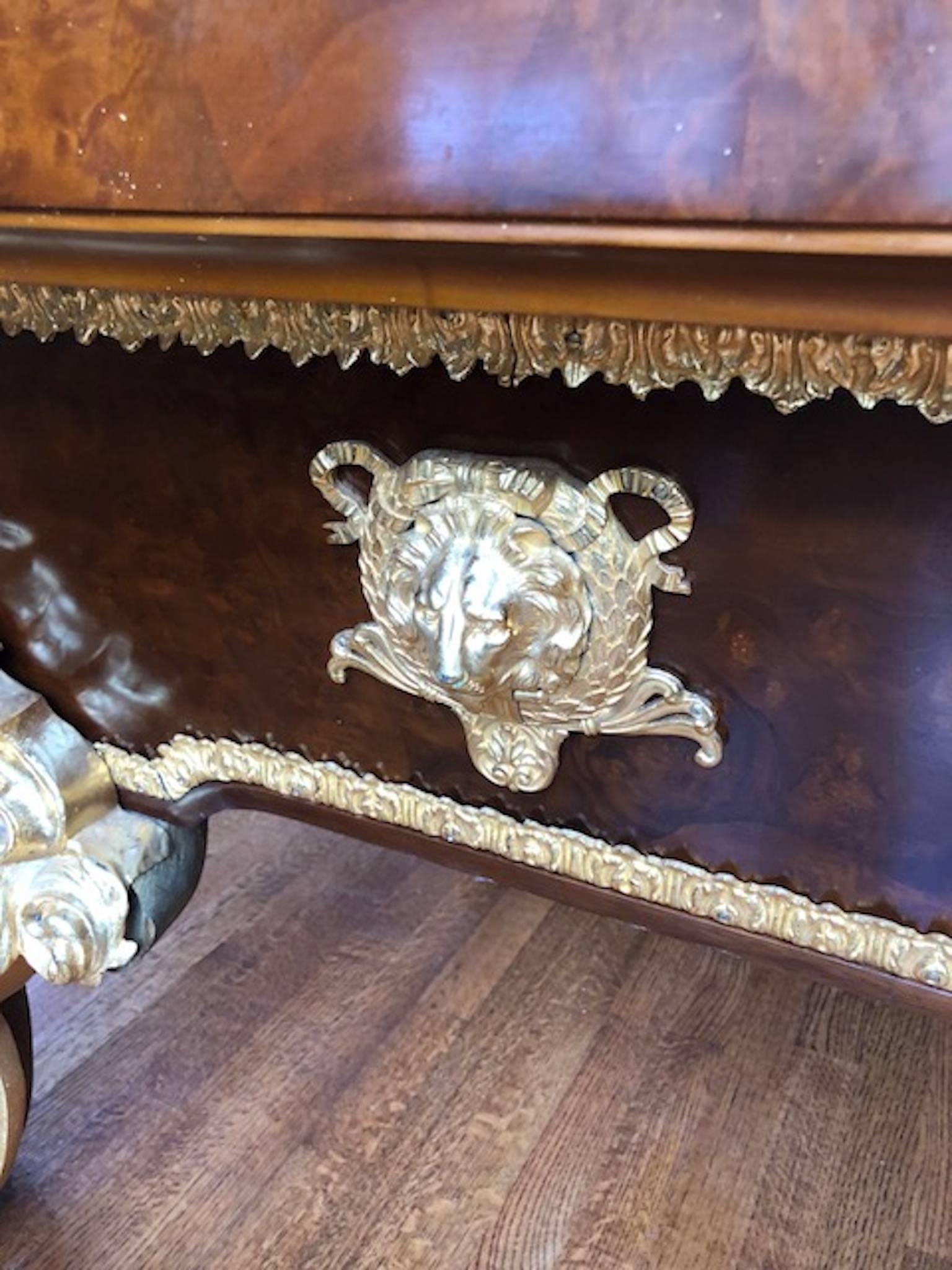 20th Century Italian Billiards Pool Table with Decorative Gilt Bronze 1