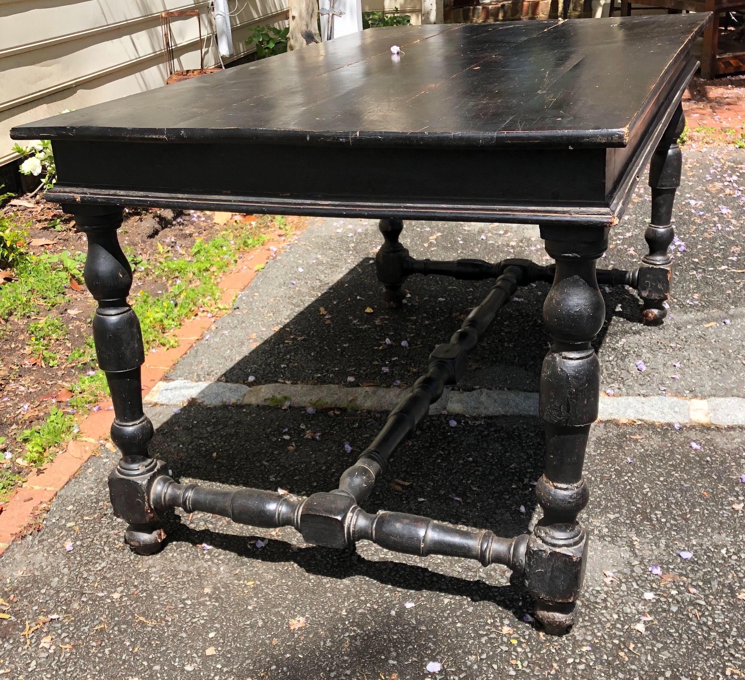 19th Century Italian Black Painted Table In Good Condition In Charleston, SC