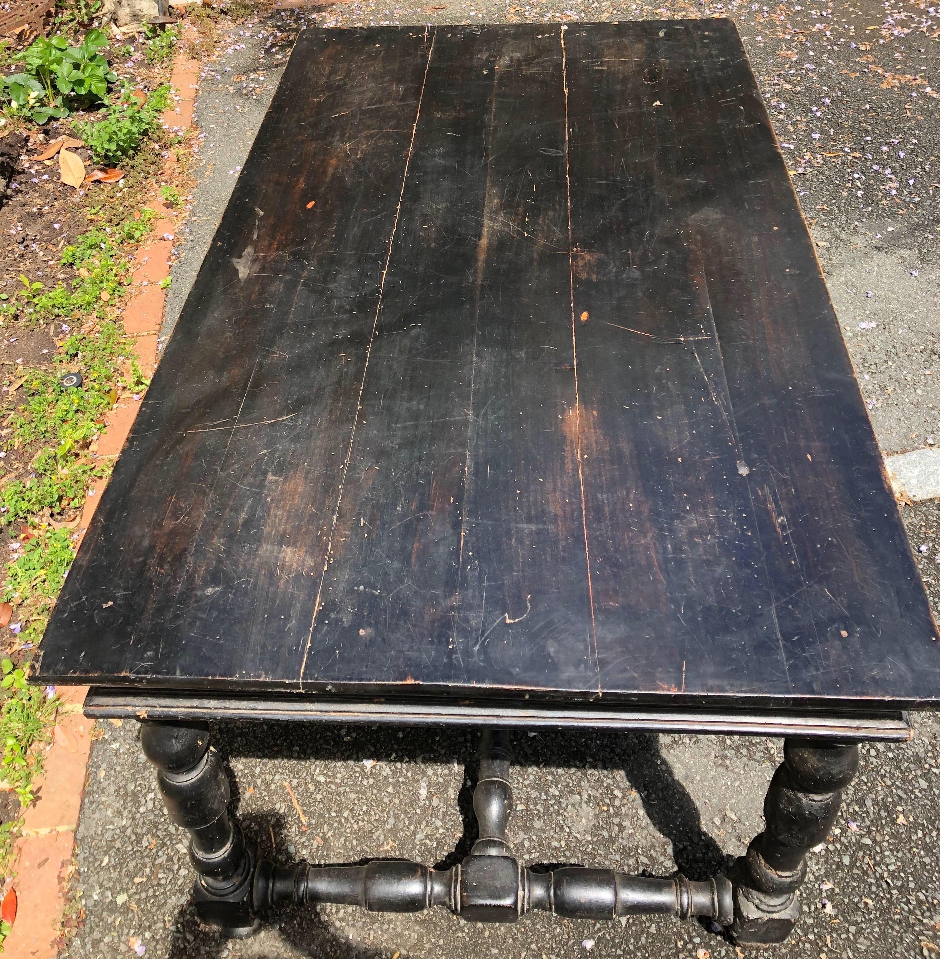 Wood 19th Century Italian Black Painted Table