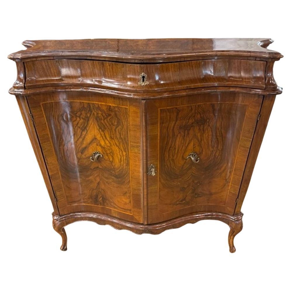 19th Century Italian Black Walnut Shaped Front Cabinet