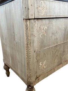 19th Century Italian Bleached Walnut Carlo X Chest of Drawers / Commode