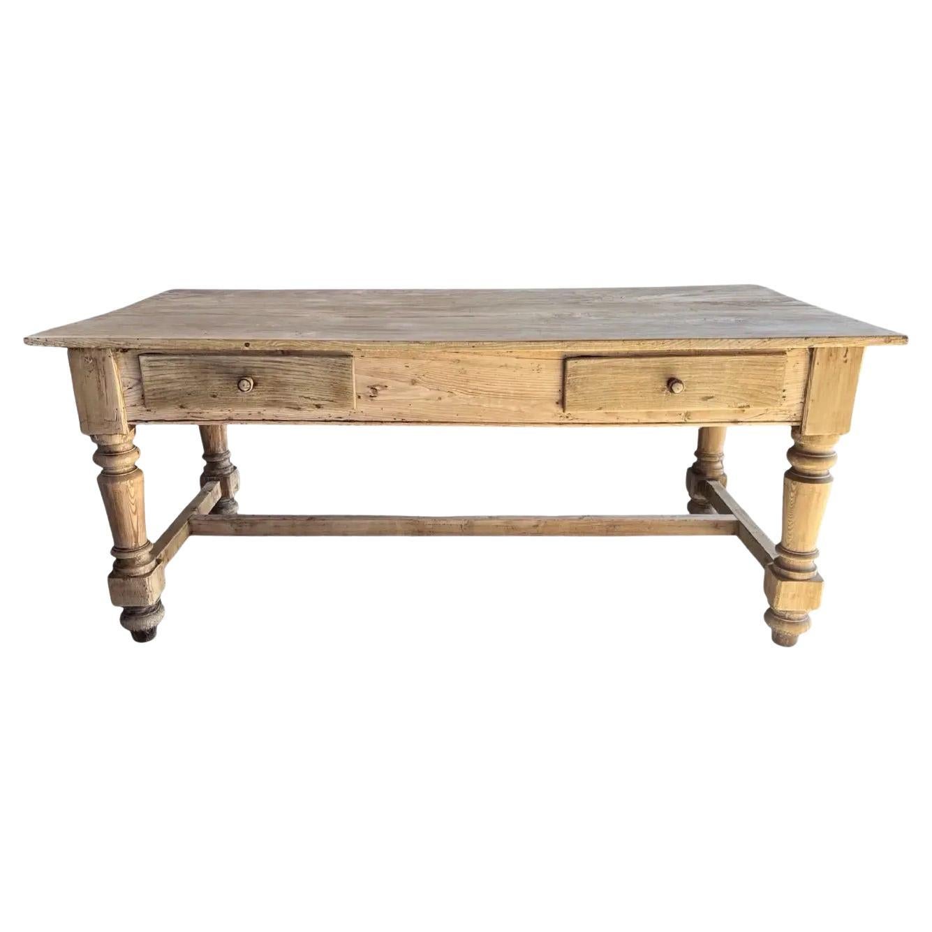 19th Century Italian Bleached Walnut Kitchen Table