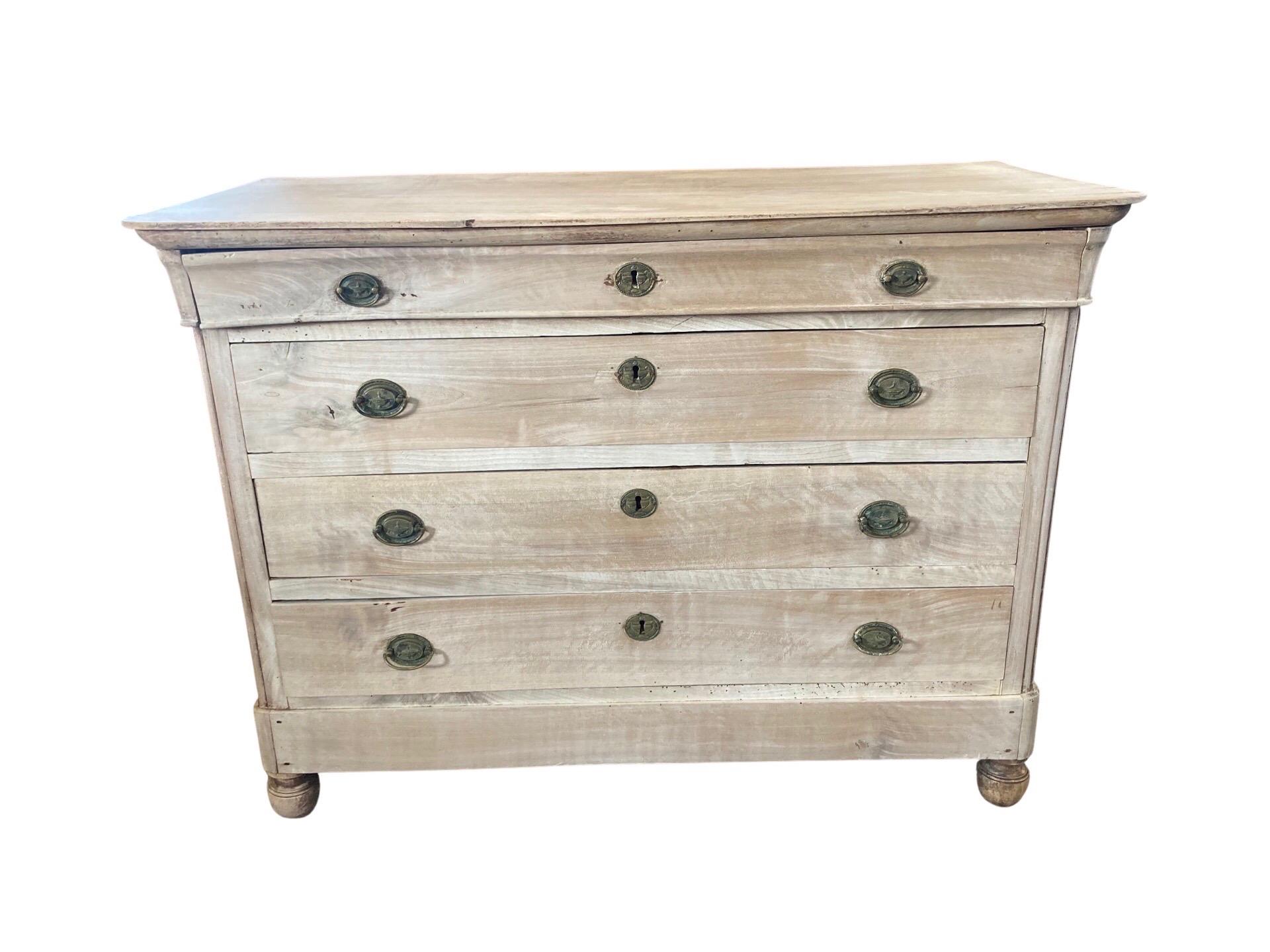 19th Century Italian Bleached Walnut Louis Philippe Commode / Chest of Drawers 3