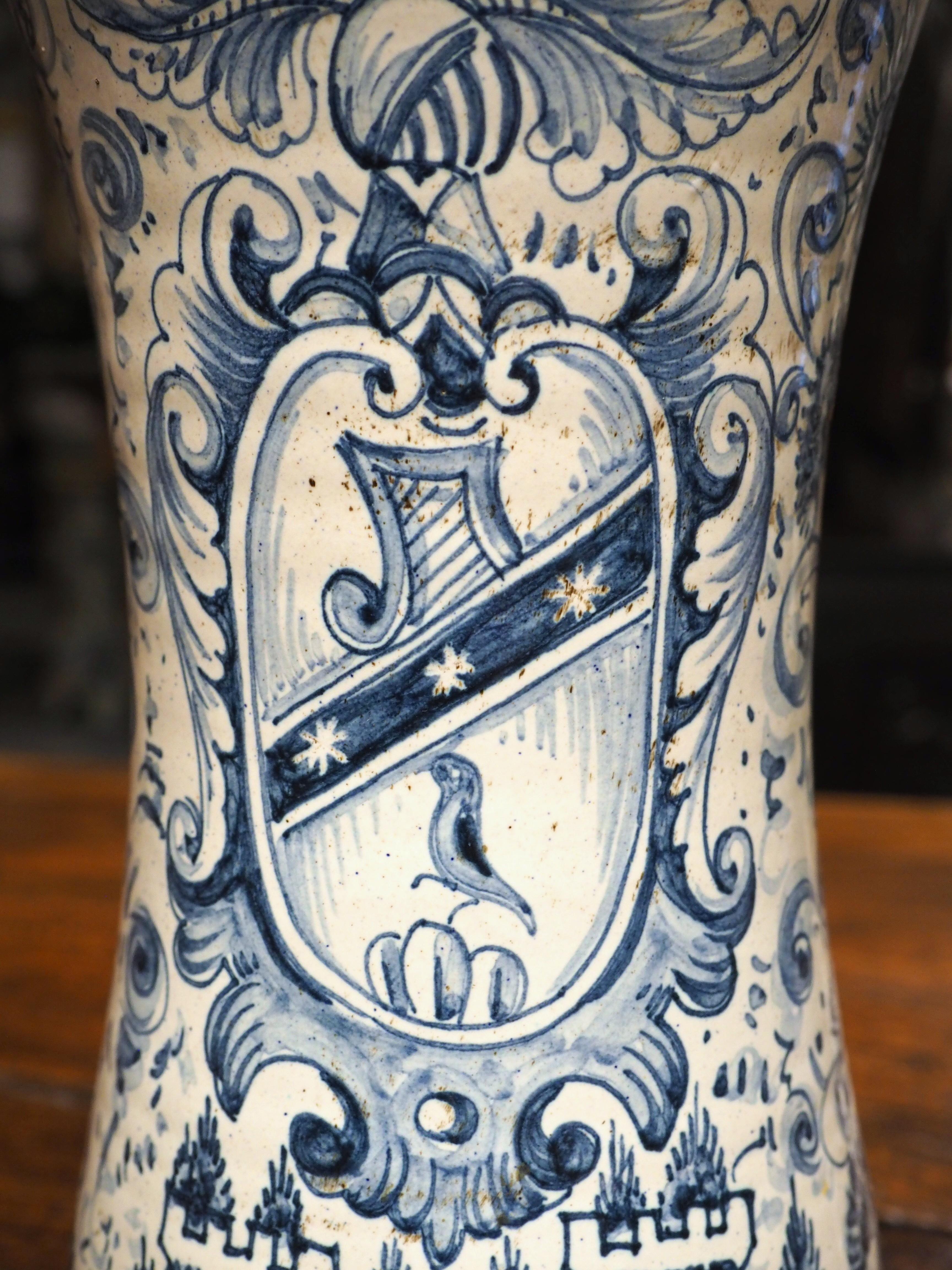 Italiano Vaso Albarello blu e bianco del XIX secolo in vendita