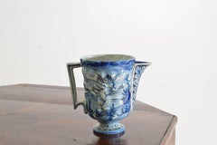 19th Century Italian Blue and White Cantagalli Majolica Pitcher or Vase