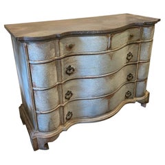 19th Century Italian Blue Lacquered Wood Chest of Drawers