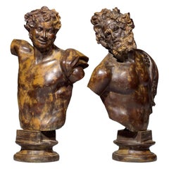 19th Century Italian Bonze Sculpture of Representing the Young and Old as Fauns