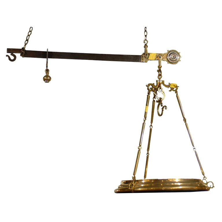 19th Century Italian Brass and Iron Restaurant Scale for Weighing Cheese