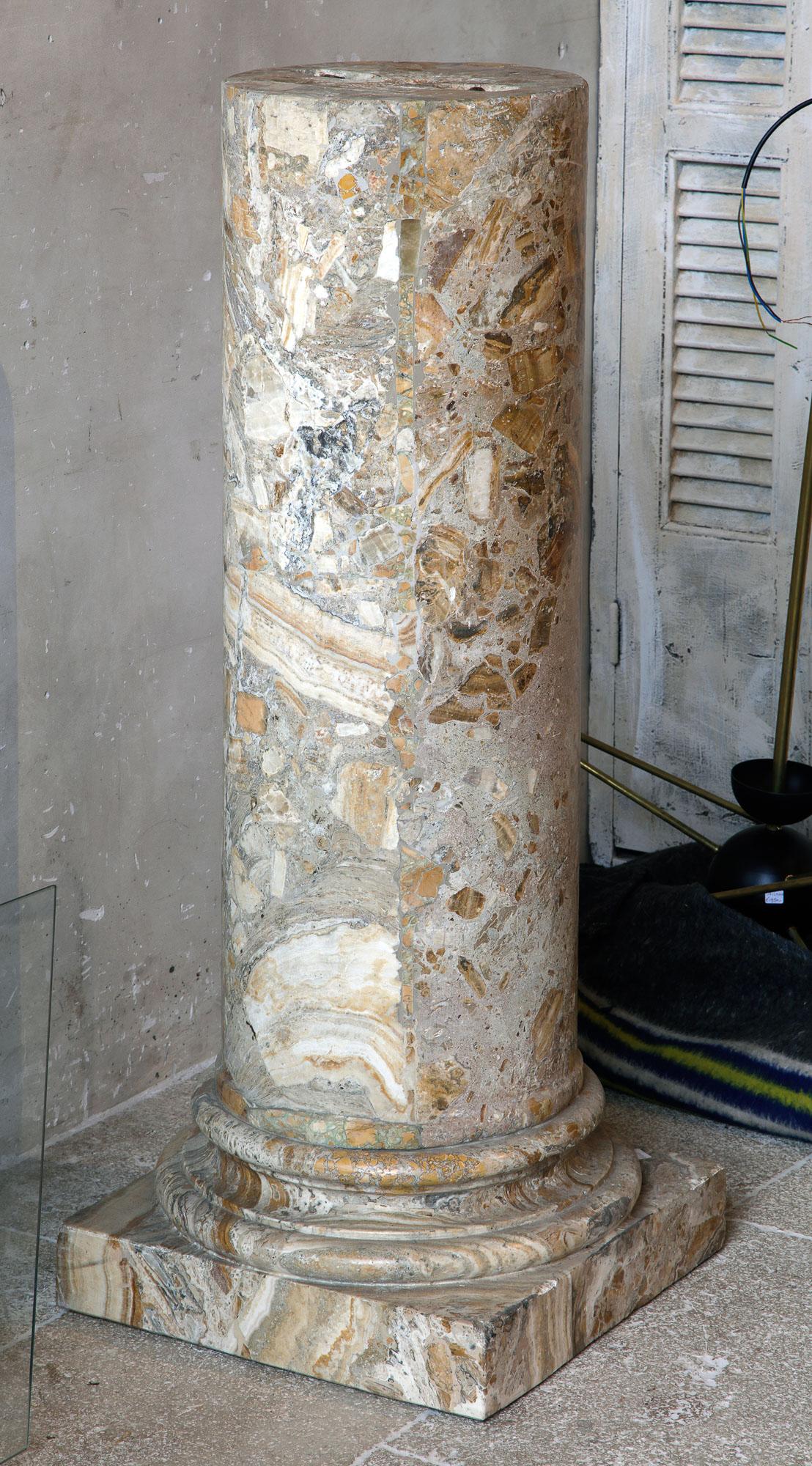 Breccia Marble 19th Century Italian Brecciated Marble Column or Pedestal For Sale