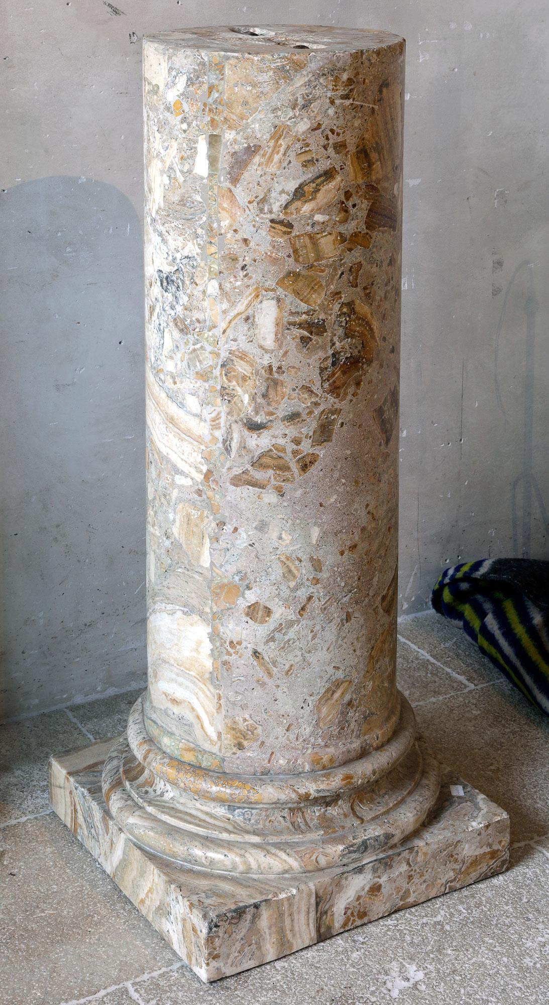 19th Century Italian Brecciated Marble Column or Pedestal For Sale 1