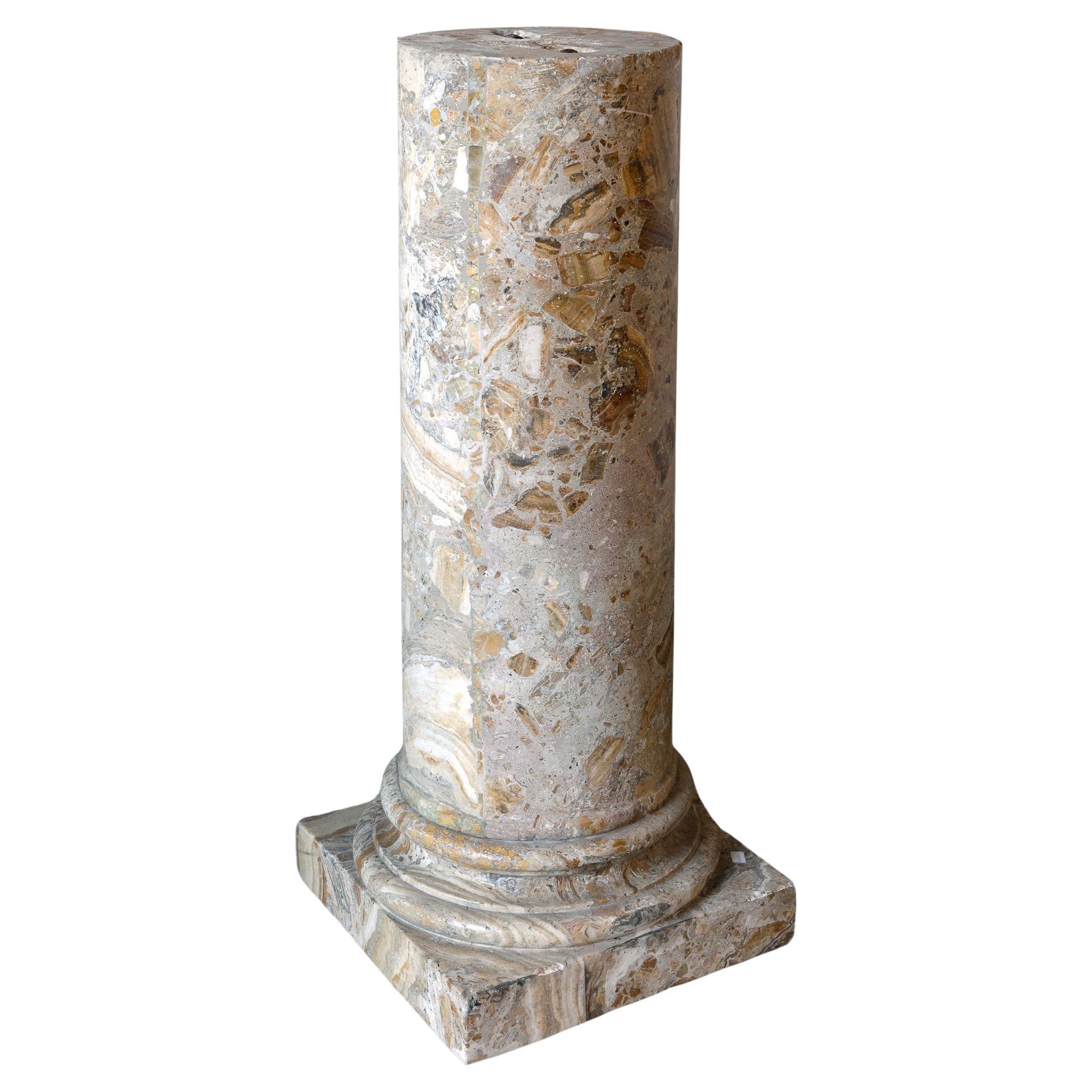 19th Century Italian Brecciated Marble Column or Pedestal For Sale