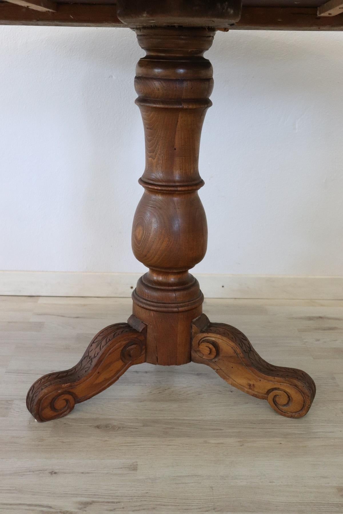 19th Century Italian Briar Root Walnut Inlay Center Table or Pedestal Table 3
