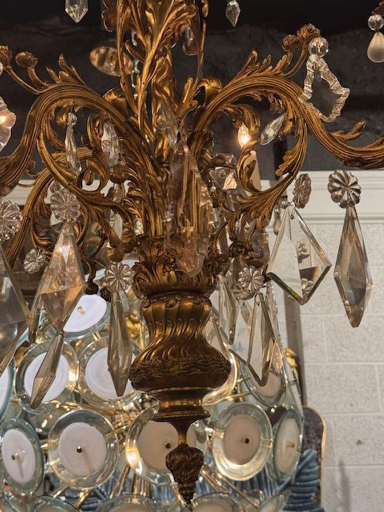 Italiano Lampadario italiano in bronzo e cristallo del XIX secolo in vendita