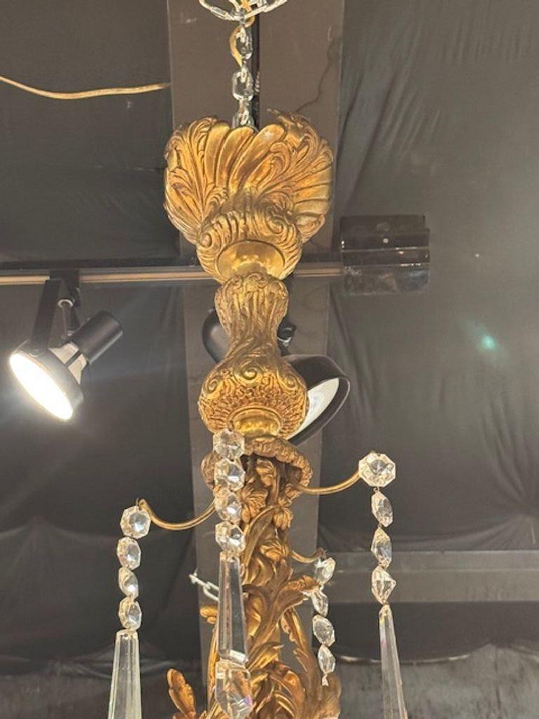 Lampadario italiano in bronzo e cristallo del XIX secolo In condizioni buone in vendita a Dallas, TX