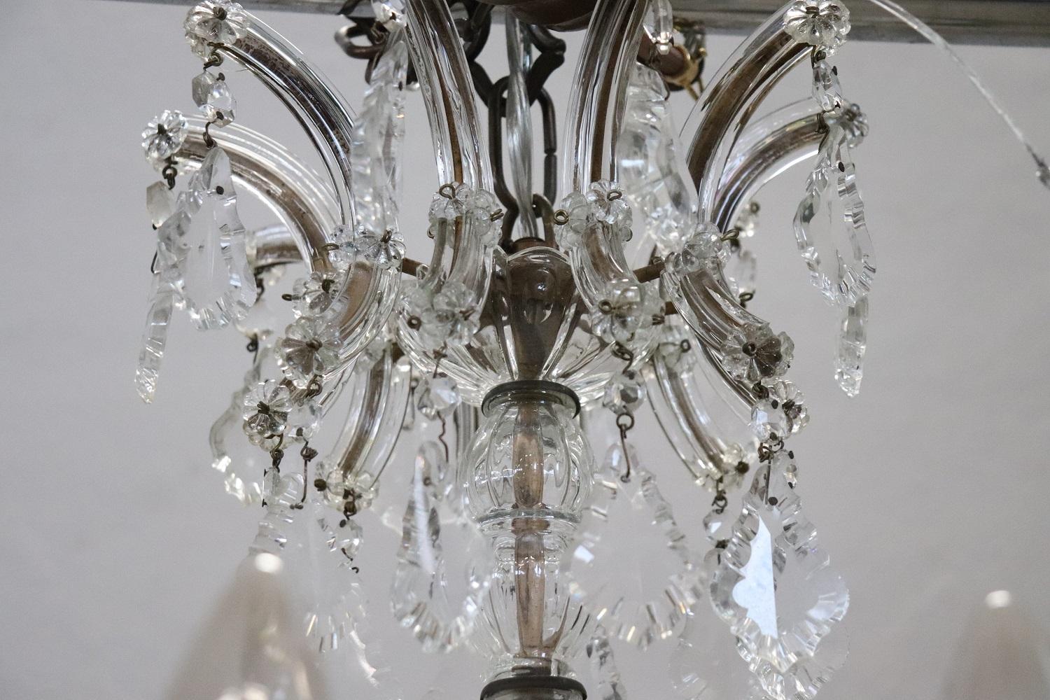 19th Century Italian Bronze and Crystals Antique Chandelier 6